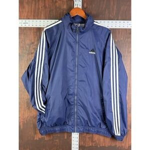 adidas Full Zip Windbreaker Vented Embroidered Oversized VTG Y2K 90s Navy Men XL